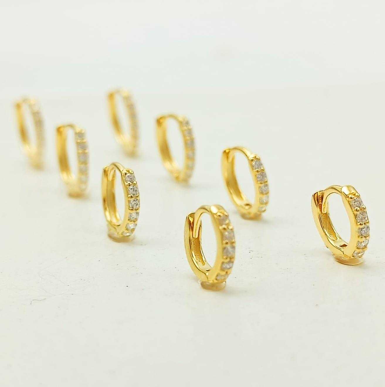 Pack Aros 4 Pares Piercing Plata s925 Chapada Oro-3