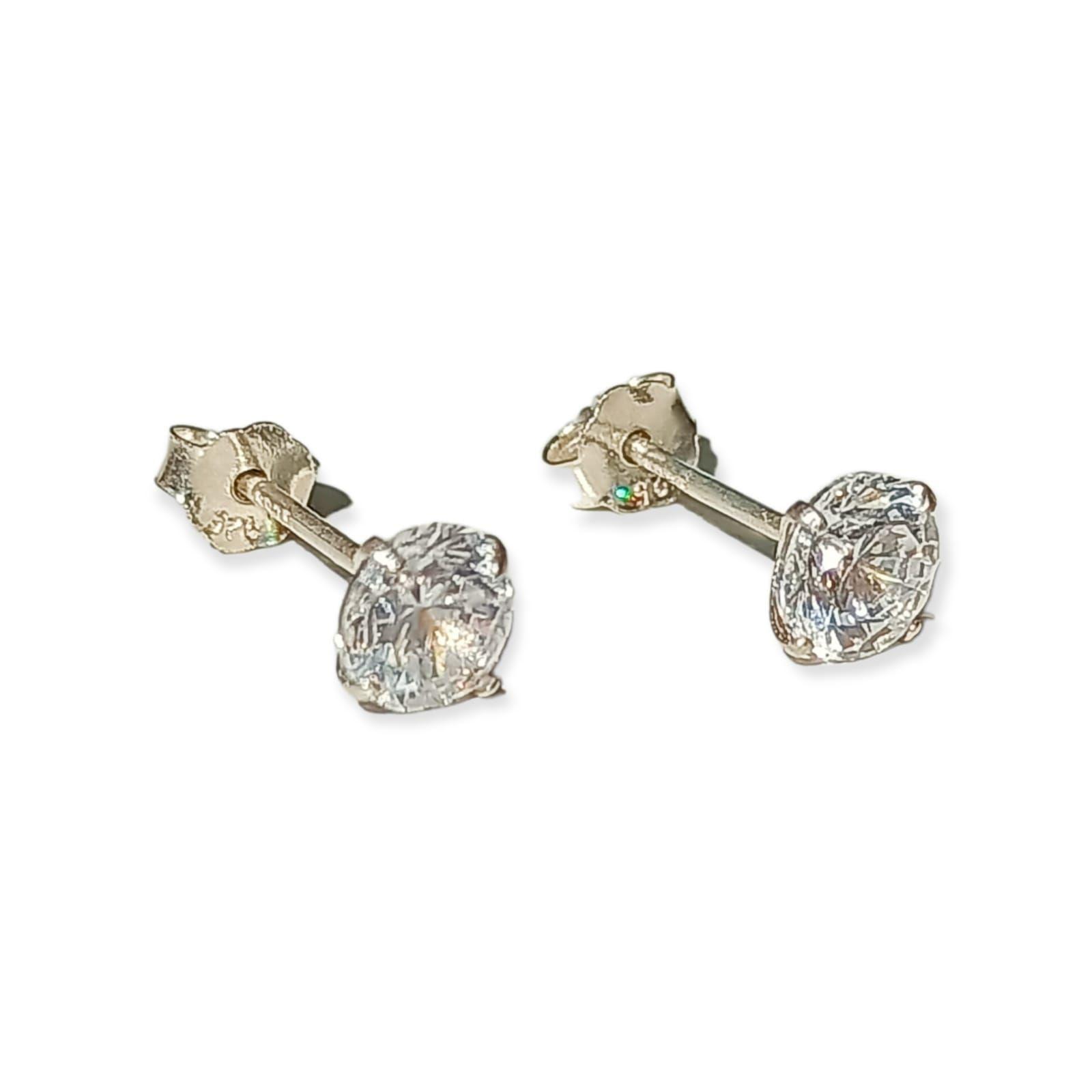 Pendientes Aretes Aros Puntos Luz En Plata 925 Zirconia 5mm-0