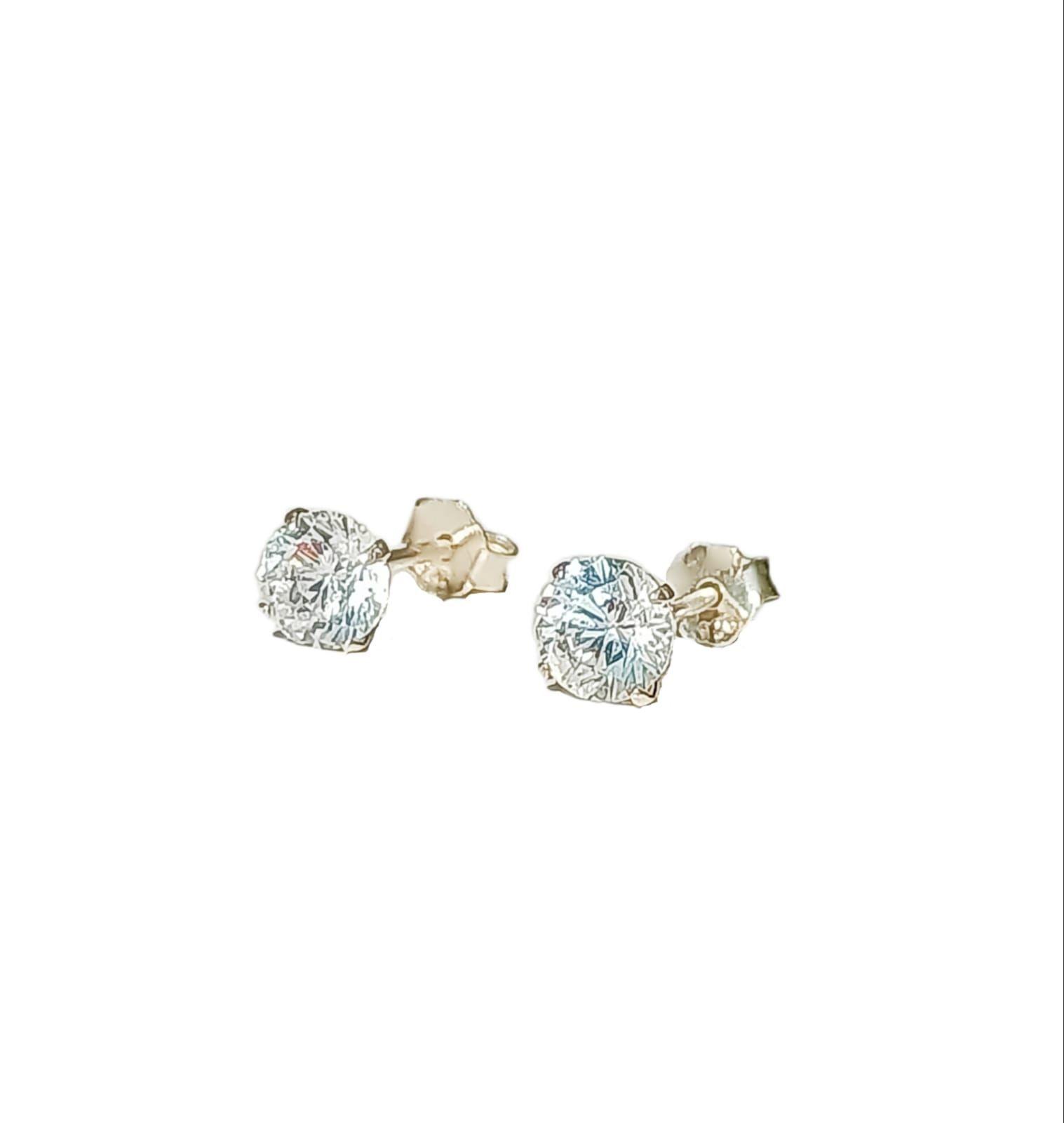 Pendientes Aretes Aros Puntos Luz En Plata 925 Zirconia 5mm-6