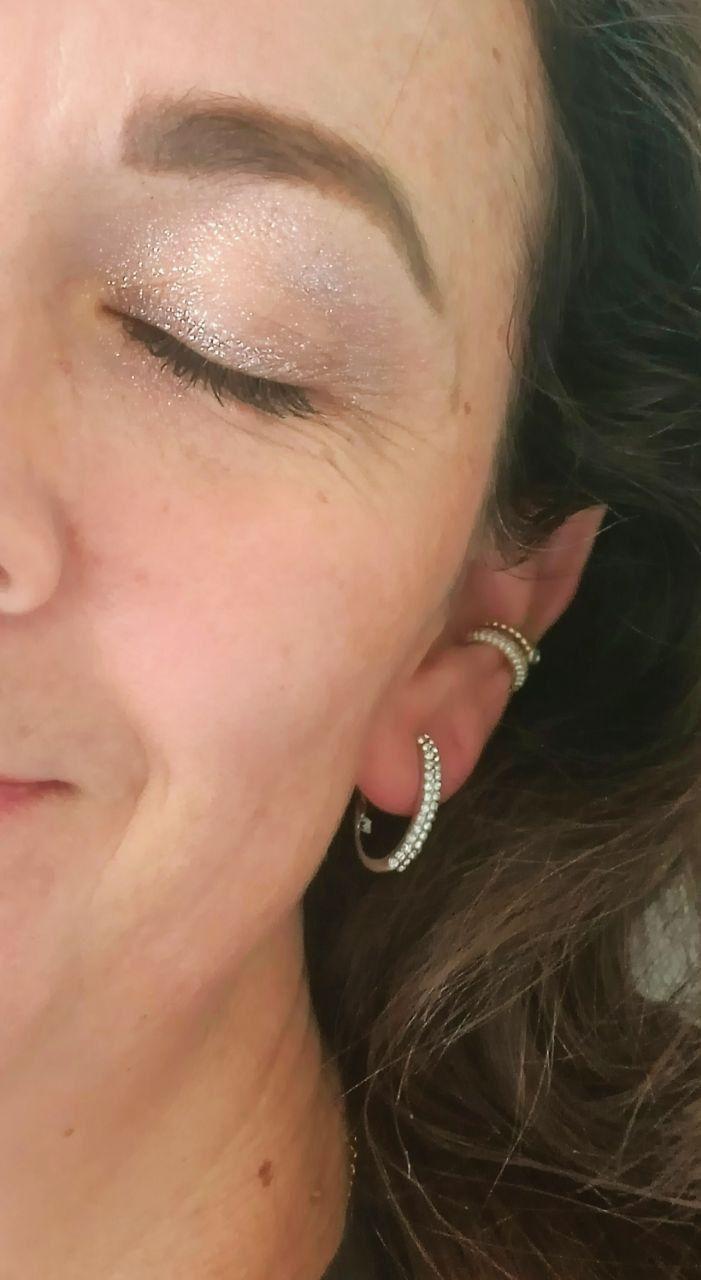 Aros Sin Perforacion Argollas Finas Zirconios Bañado Plata-2