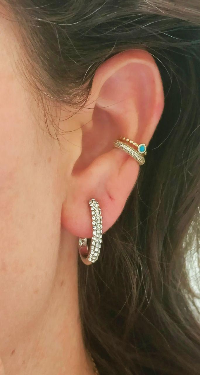 Aros Sin Perforacion Argollas Finas Zirconios Bañado Plata-3