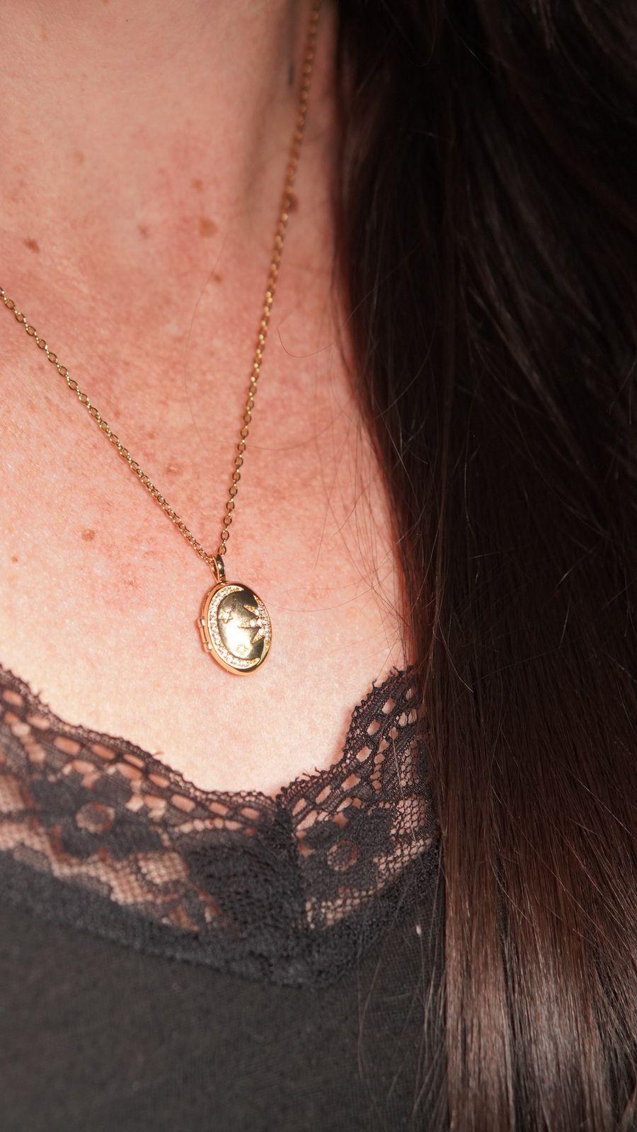 Relicario Lilian luna estrella zirconias Chapado en oro 18k-2