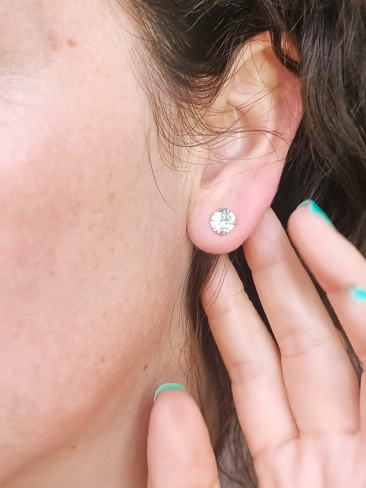 Pendientes Aretes Aros Puntos Luz En Plata 925 Zirconia 7mm-3