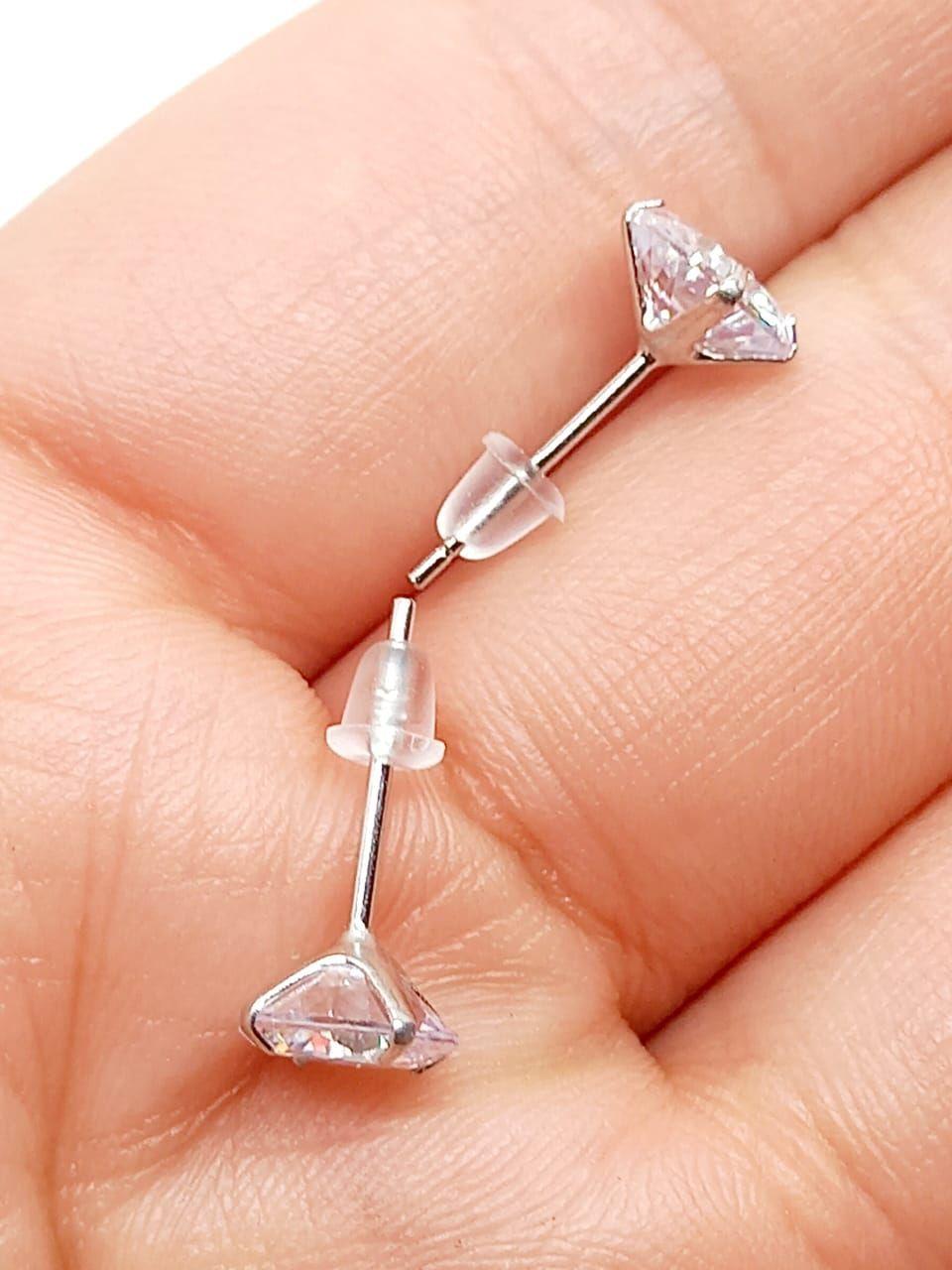 Pendientes Aretes Aros Puntos Luz En Plata 925 Zirconia 7mm-5