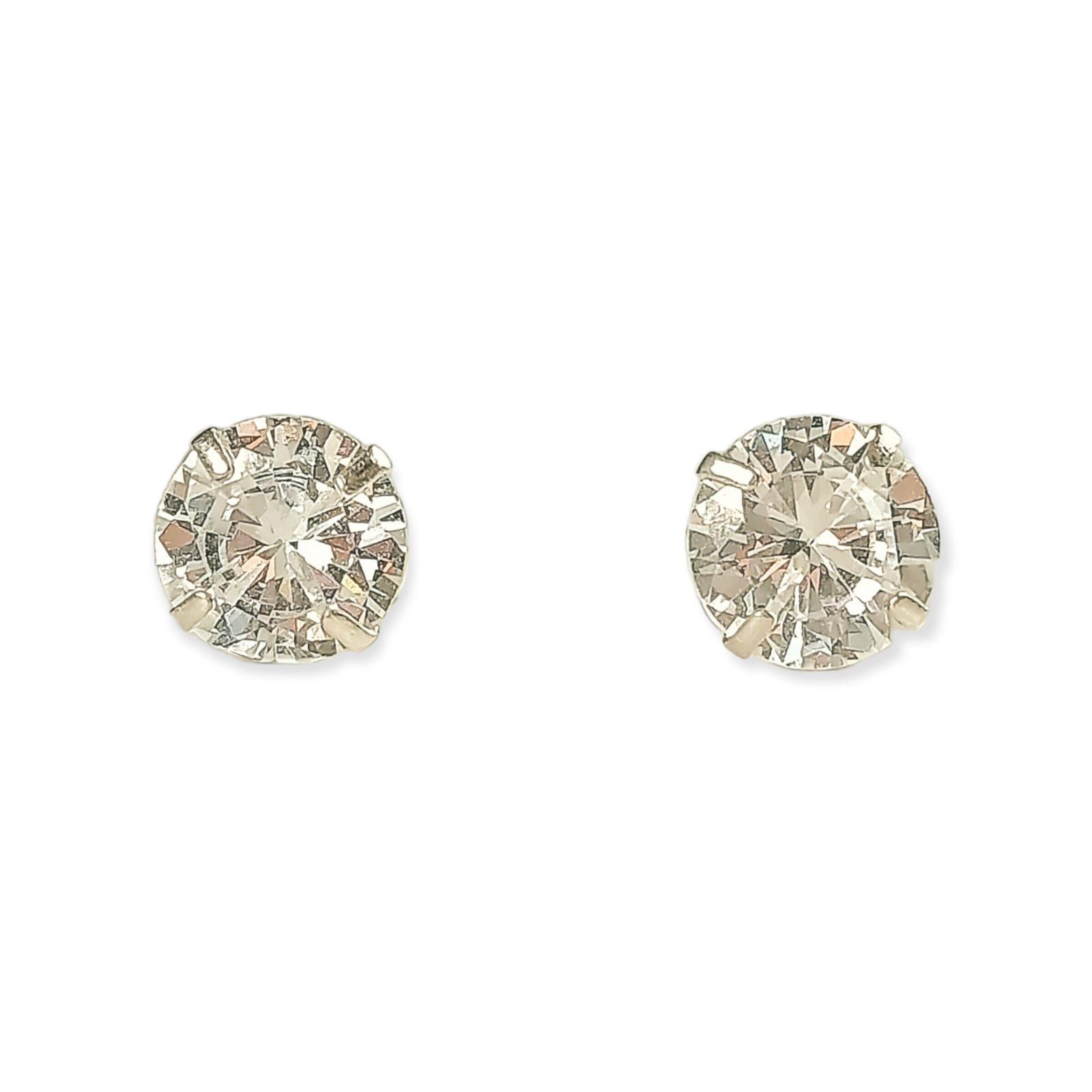 Pendientes Aretes Aros Puntos Luz En Plata 925 Zirconia 7mm-4