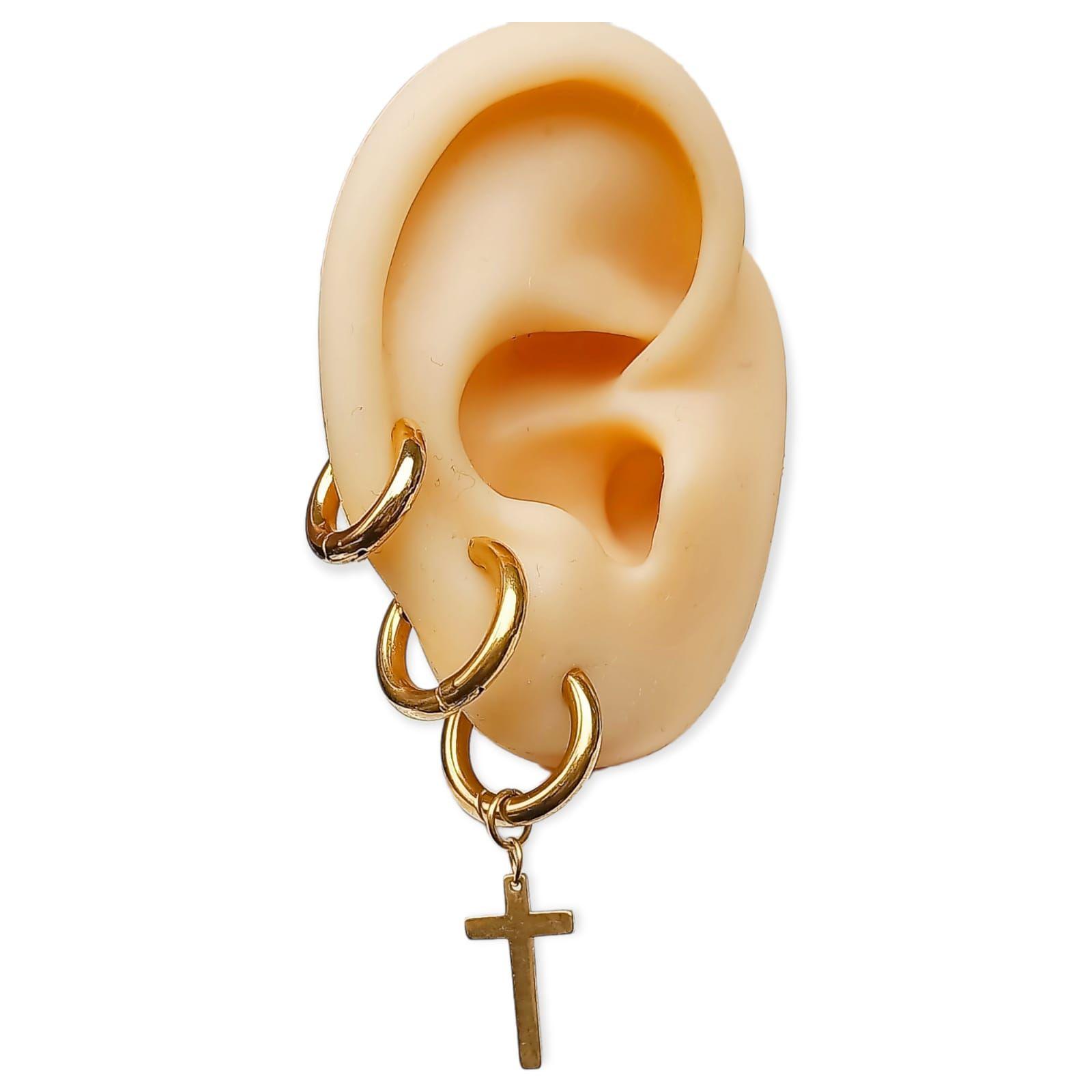 Pack 3 Pares Argollas Lisas Chapadas En Oro 18k Piercing -1