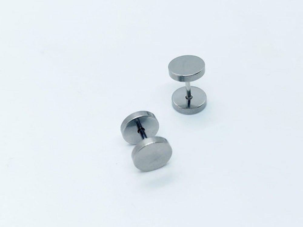 Aros Barbell Punk Black Rock Hombre Mujer Moda Juvenil 8mm Plateado-2