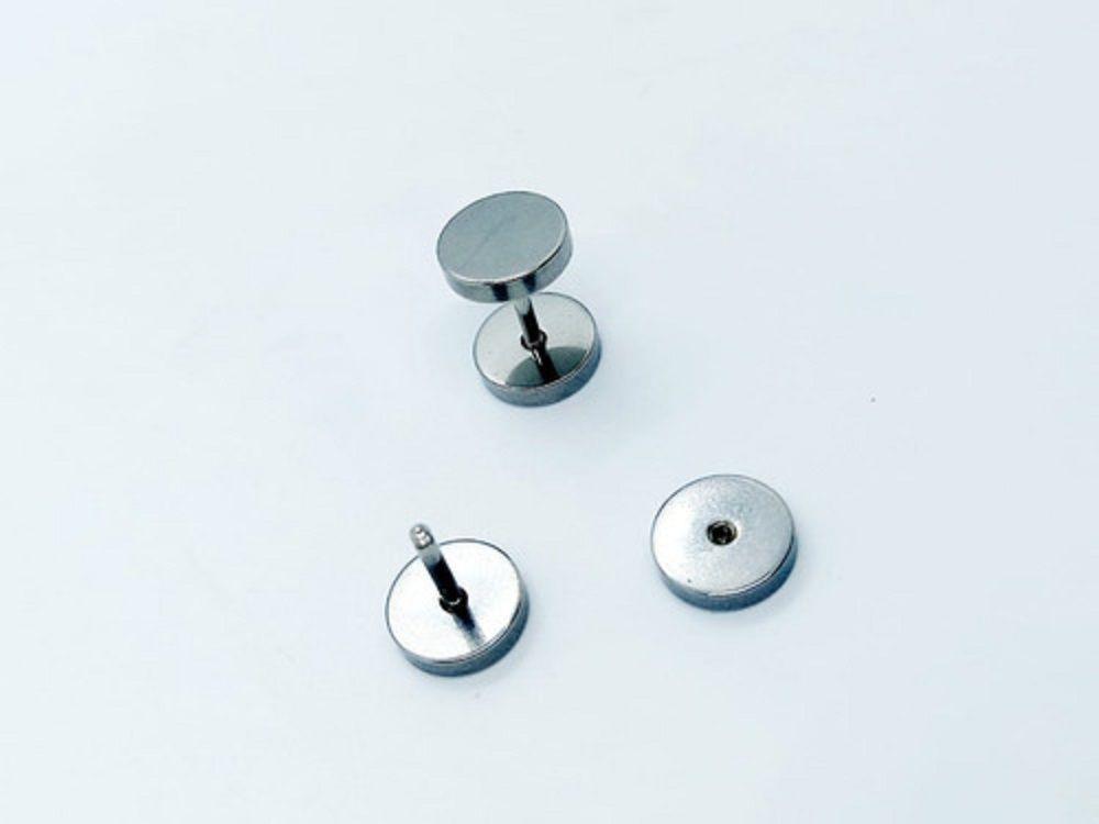 Aros Barbell Punk Black Rock Hombre Mujer Moda Juvenil 8mm Plateado-5