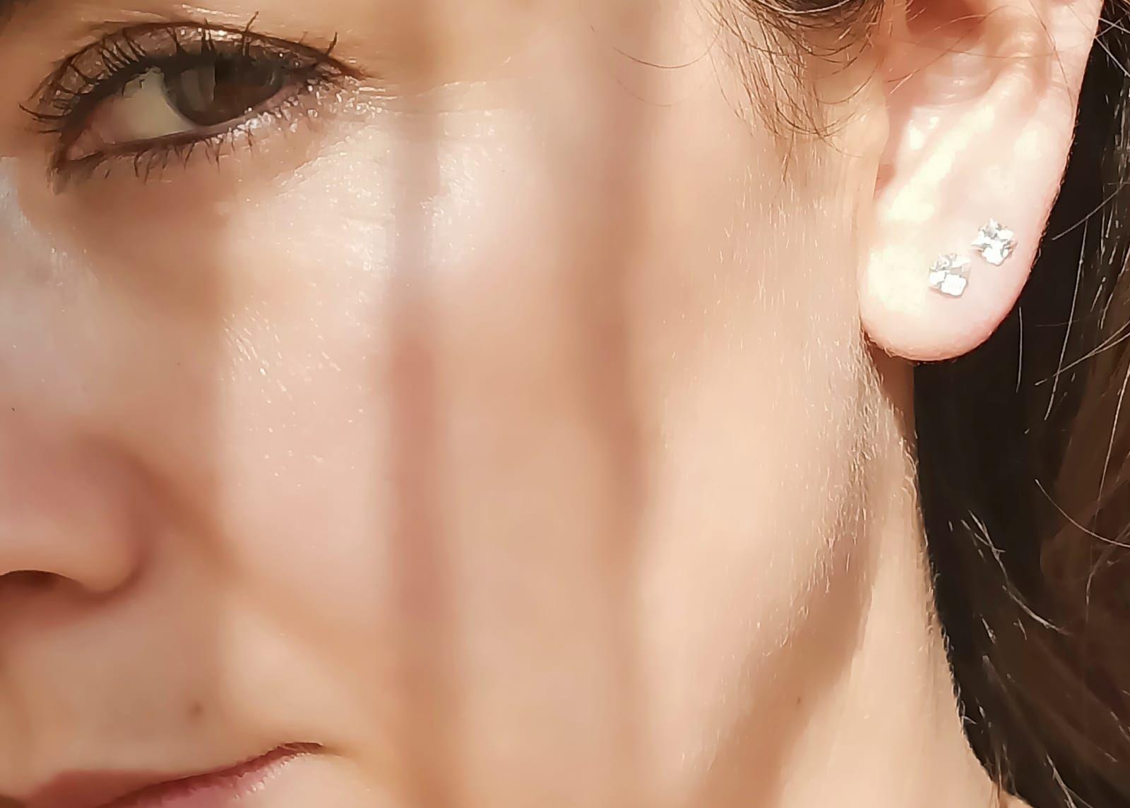 Aros Puntos De Luz Zirconio 4mm Cuadrado Chapados en oro 18kl-2