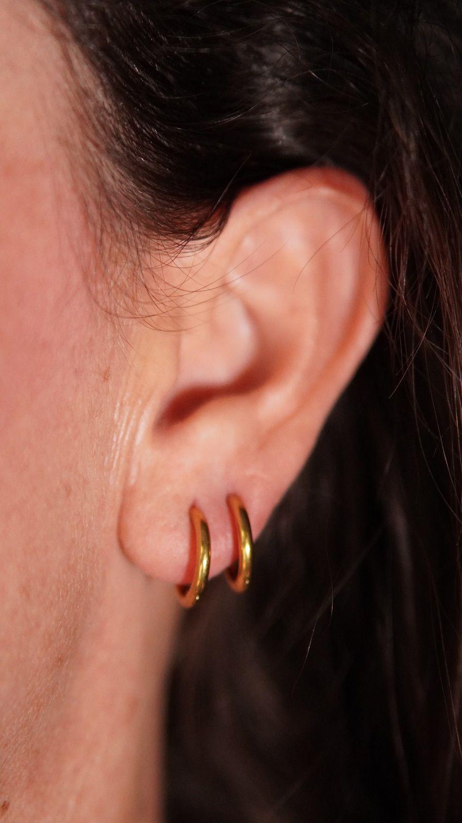 Argollas lisas Aura 10mm Titanio Astm F136 Chapado En Oro 18k-3