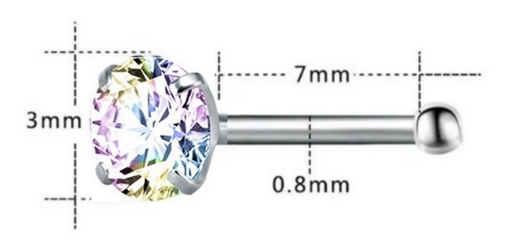 Set piercing 3 piezas nostril acero quirúrgico nariz Tornasol-6