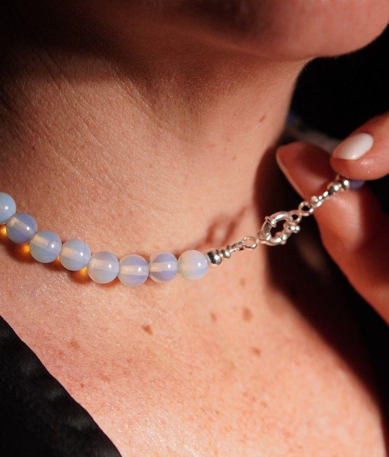 Gargantilla choker piedra luna natural plata 925 Terranova-2