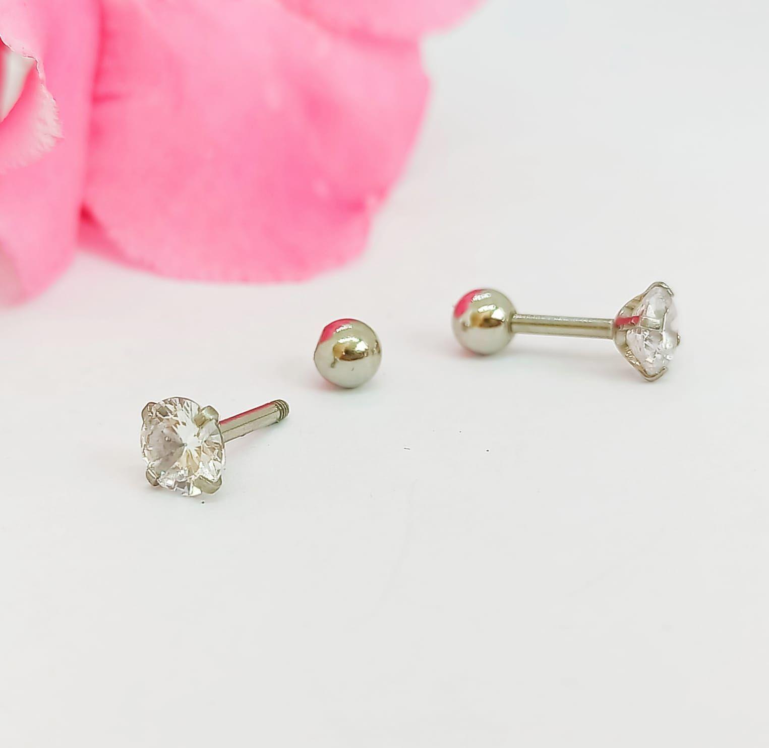 Aros puntos de luz Hipoalergénicos figuras distintas Zirconia Blanco 5mm-1
