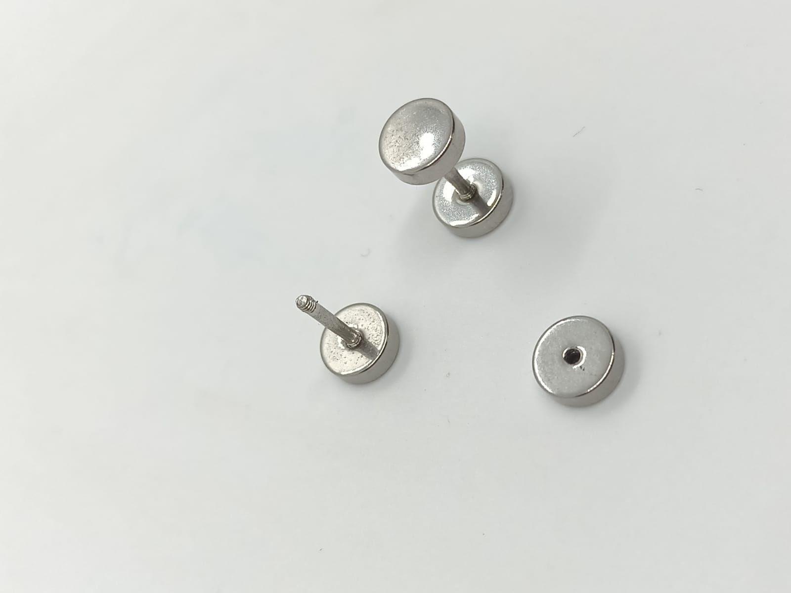 Aros Aretes Punk Rock Acero Moda 6mm Juvenil Plateado Barbell-4