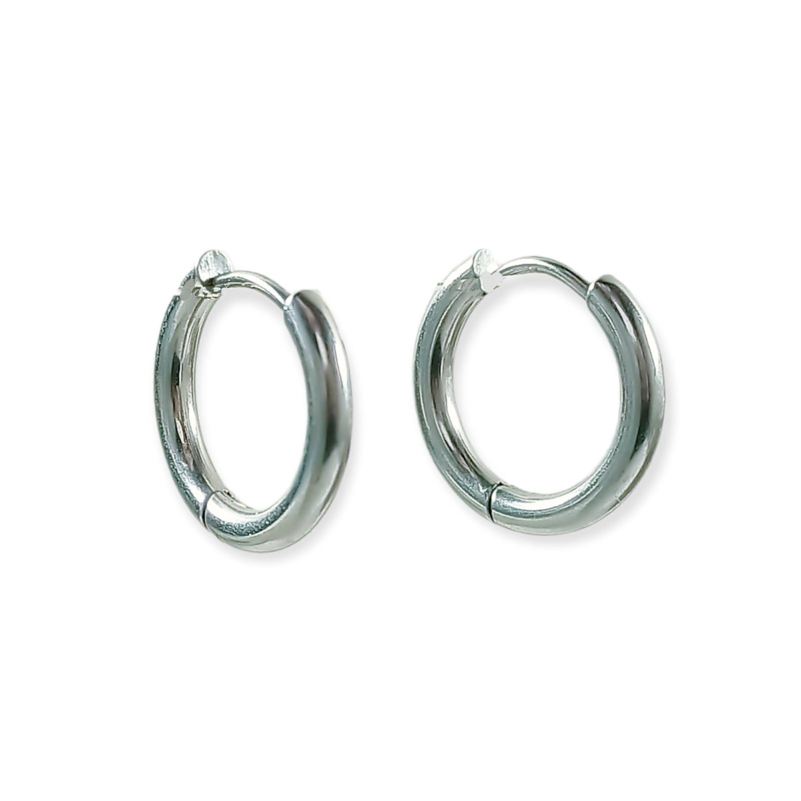 Pack 4 Pares Argollas Huggies Lisas Plateada Piercing Helix-4