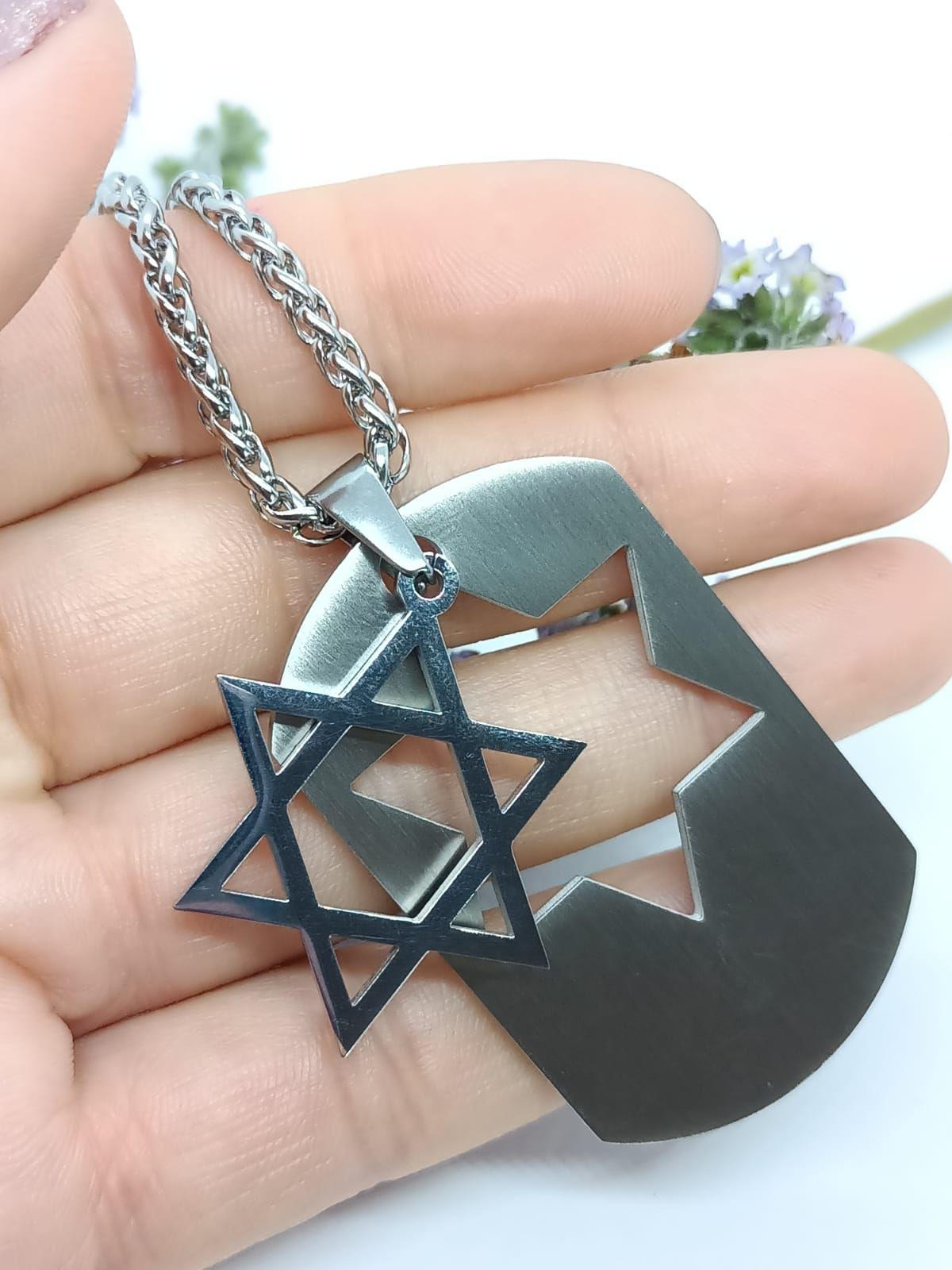 Cadena Colgante Estrella David Religión Acero Extraíble Amor-8