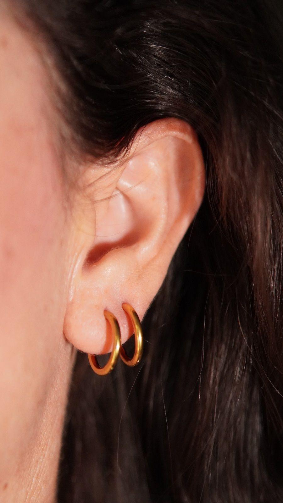 Argollas lisas Aura 12mm Titanio Astm F136 Chapado En Oro 18k-2