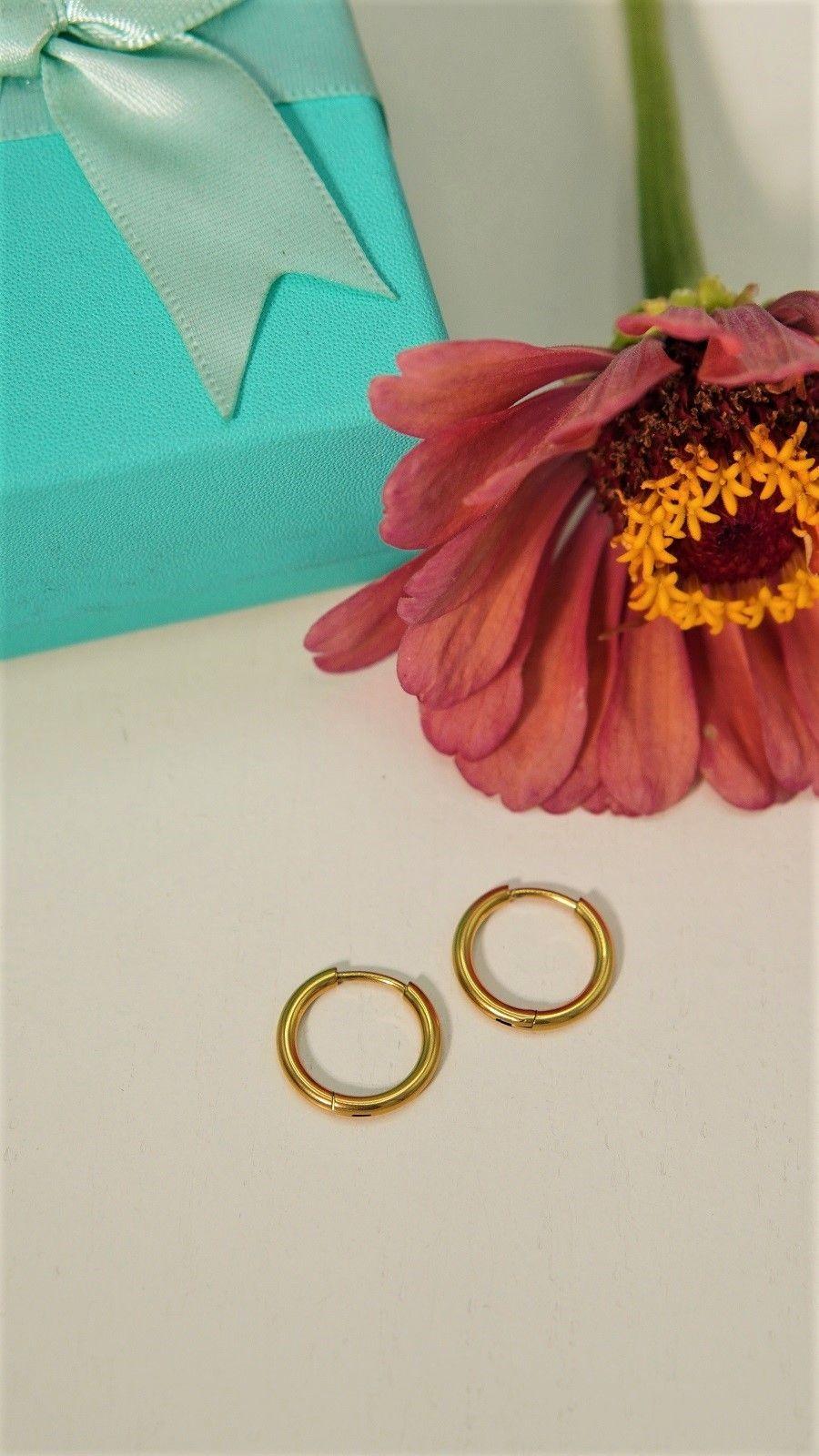 Argollas lisas Aura 12mm Titanio Astm F136 Chapado En Oro 18k-3