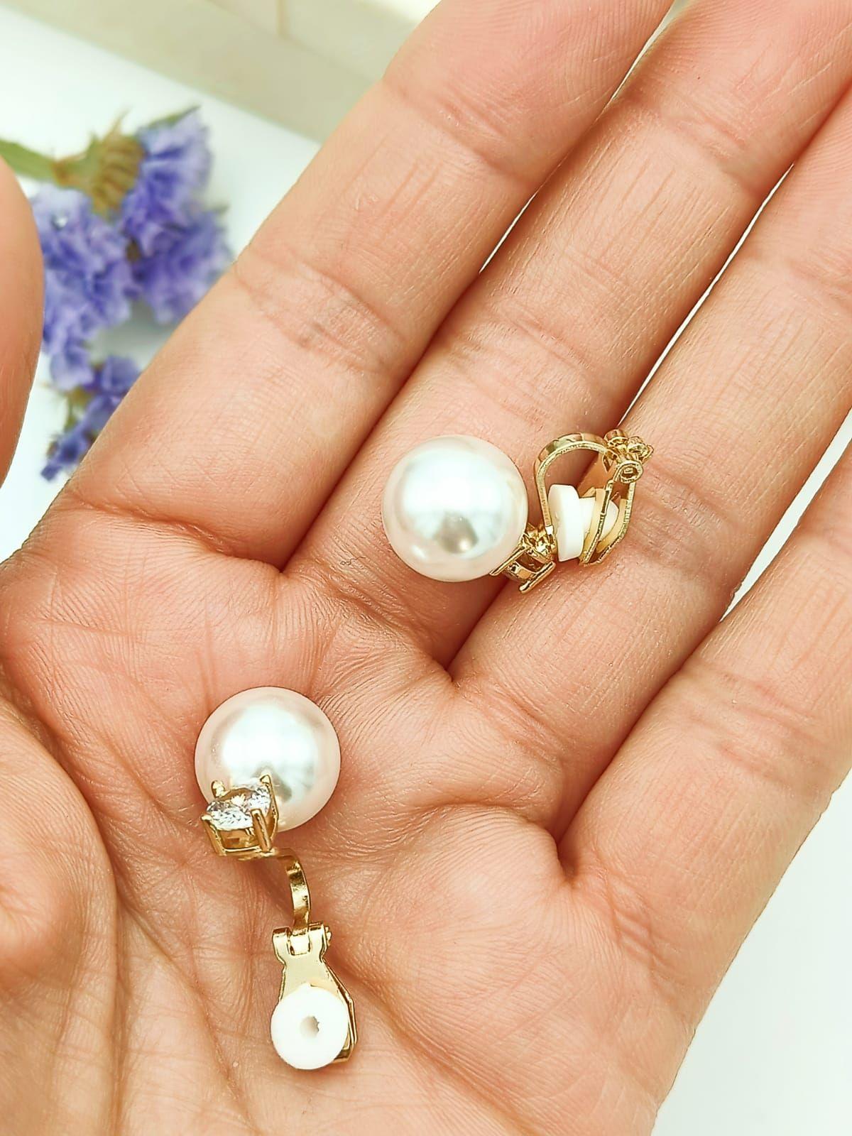 Aros Perla Zircon Chapado En Oro 18k Earcuff Sin Perforacion-3