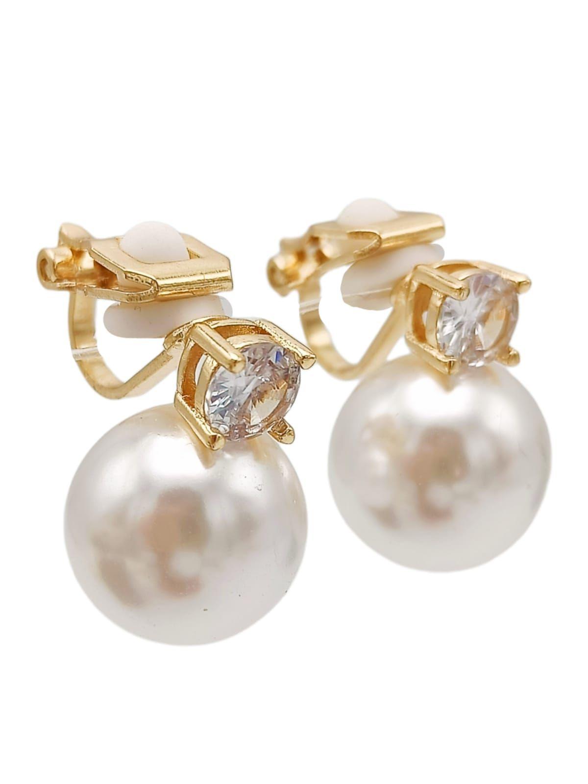 Aros Perla Zircon Chapado En Oro 18k Earcuff Sin Perforacion-4