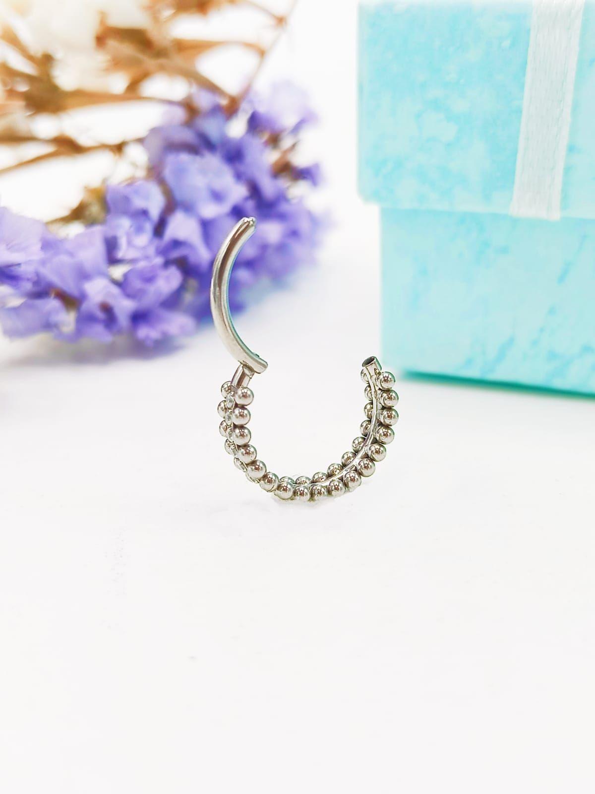 Piercing Septum F136 G23 Acero Titanio Zirconia Esfera Doble-9