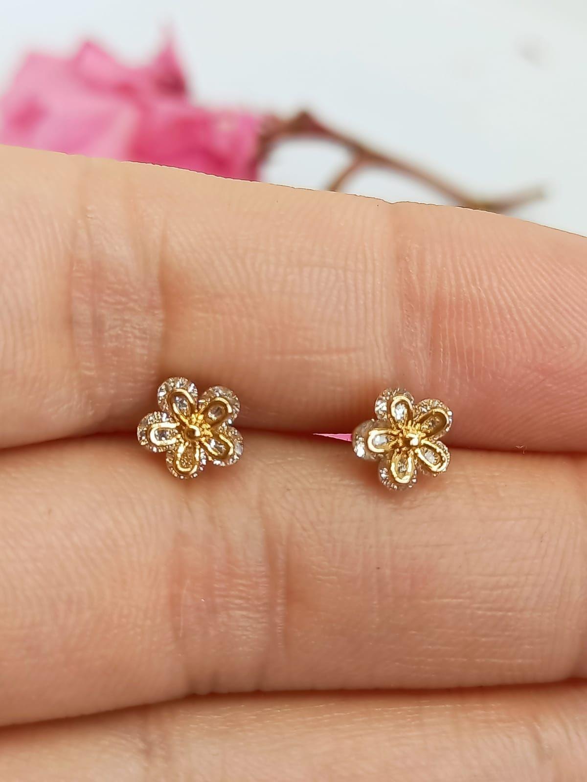 Aros Flor Zirconias Piercing Conch Helix chapado oro-6