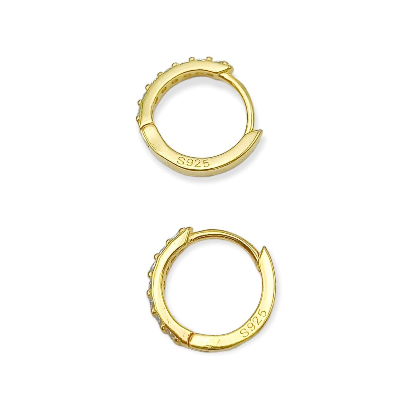 Argollas Pave 6mm Piercing Básico Plata Chapada Oro 18kl-4