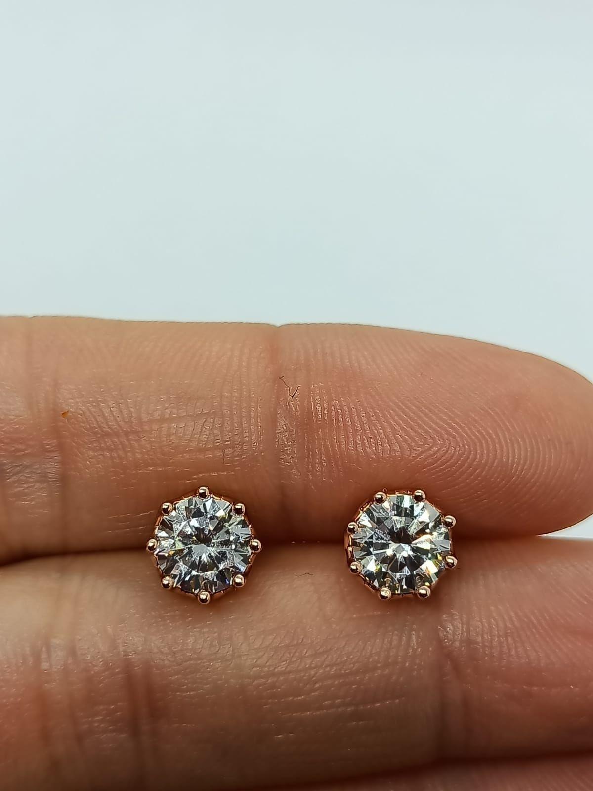 Aros Puntos de Luz Plata fina ley S925 baño de oro rosa 18k-3