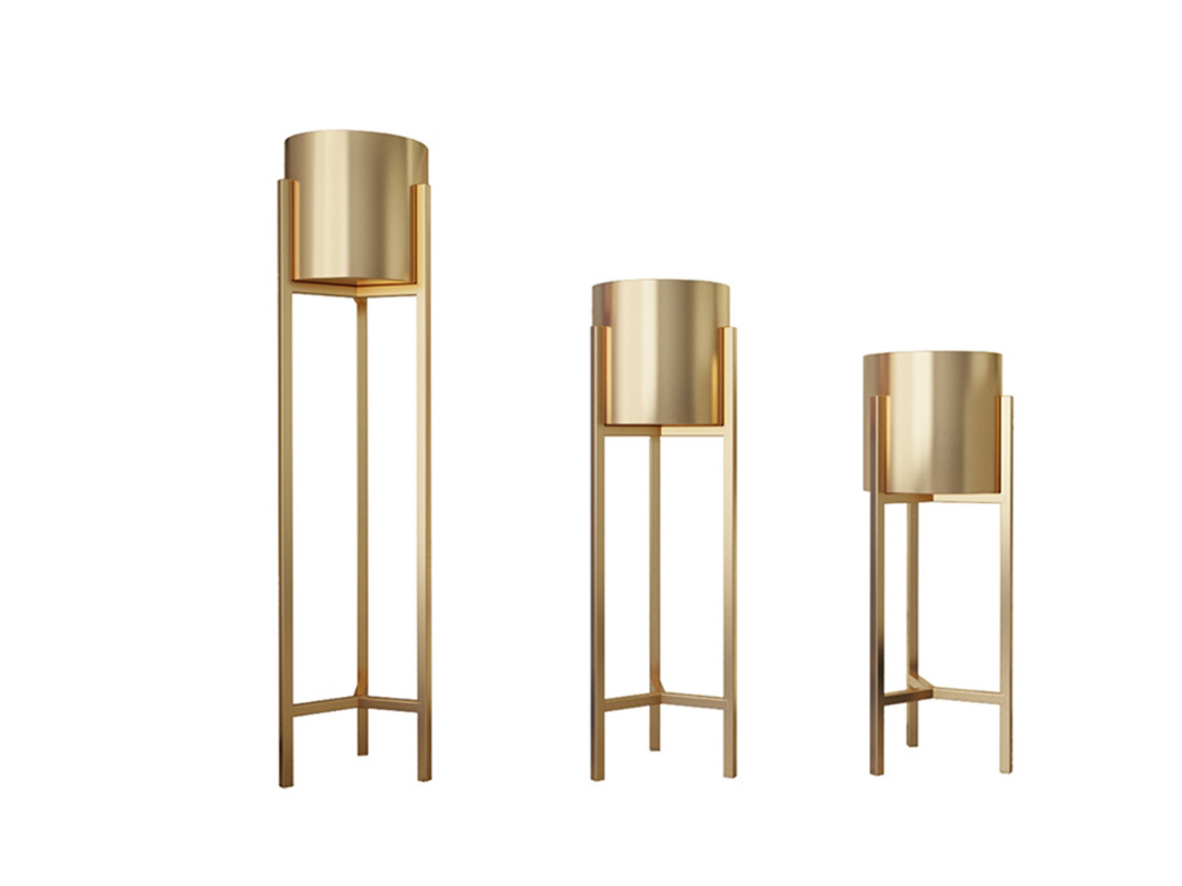 Macetero Elite Dorado con pedestal gold-2