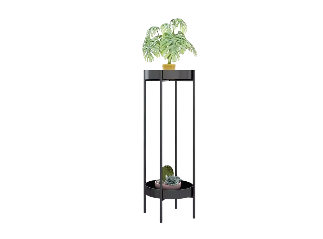 Set de 2 Pedestales para plantas redondo Negro S y M-3