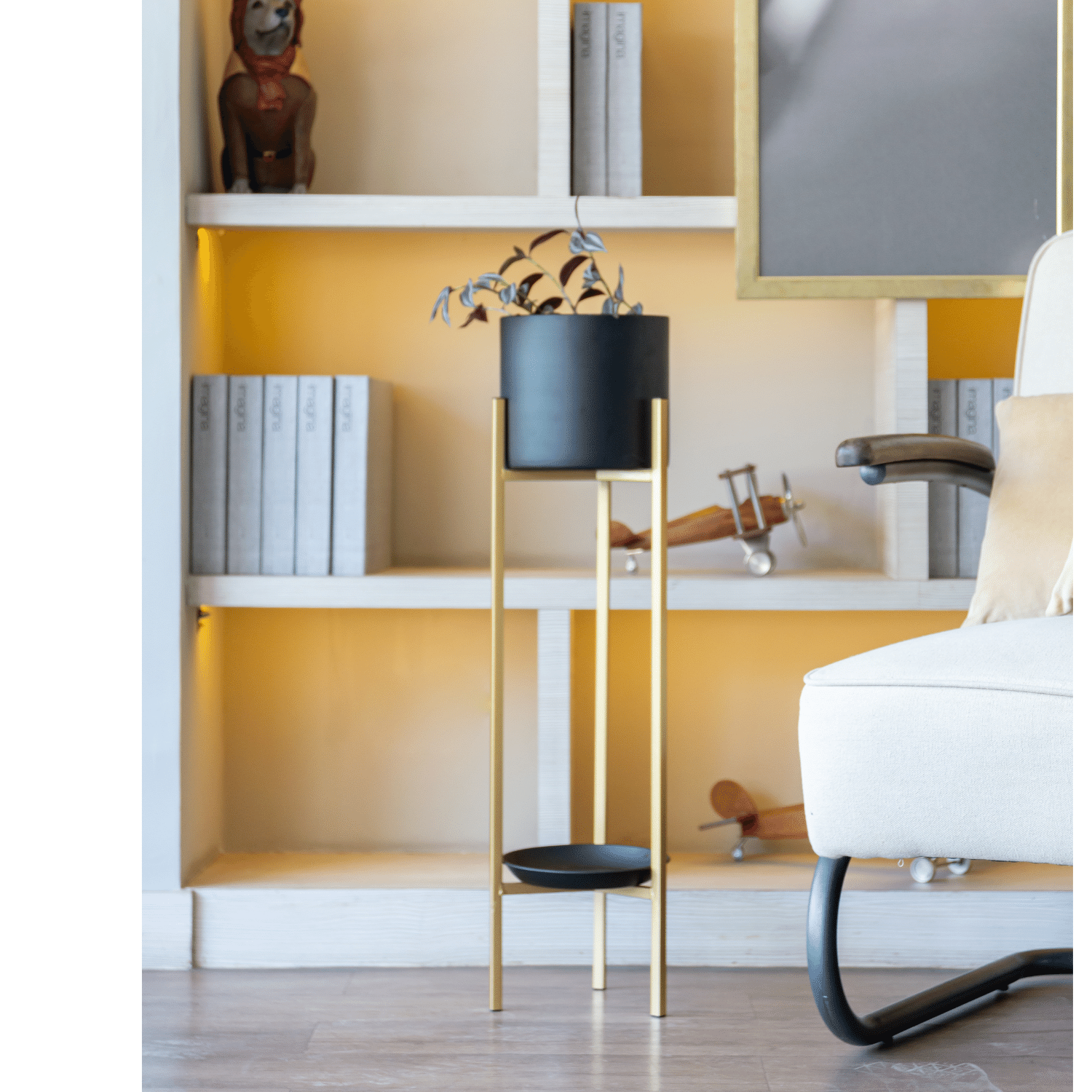 Pedestal Elite con maceta negra L -1