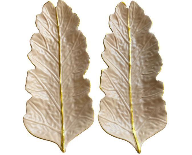 PACK BANDEJA DECORATIVA CON FORMA DE HOJA ONDULADA ROSA-1
