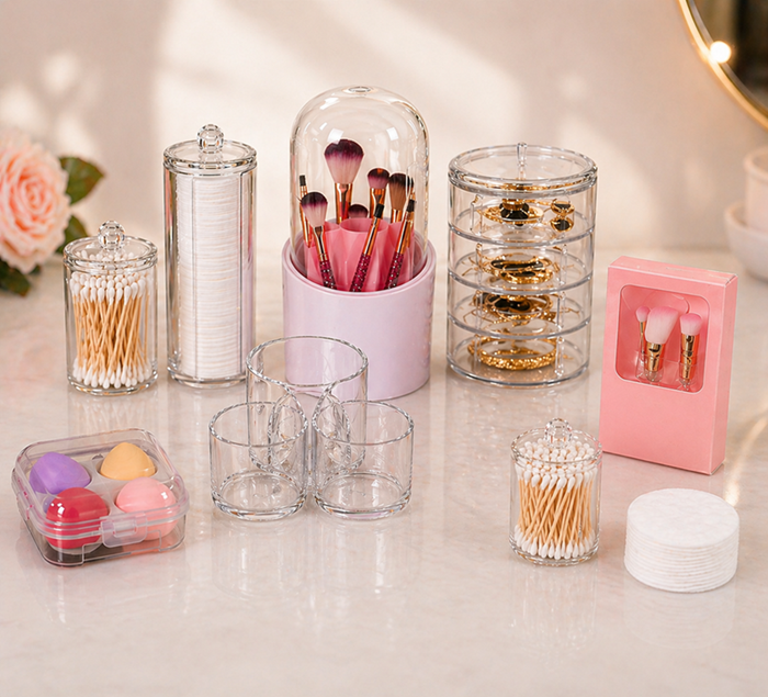 Set Organizador de Tocador 7 Piezas + Brochas + Cotonitos y Pétalos de REGALO-3