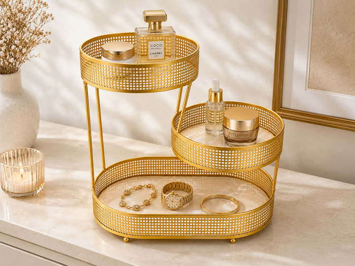 Organizador dorado frutero 3 niveles organizador cocina organizador decorativo estante multiuso-3