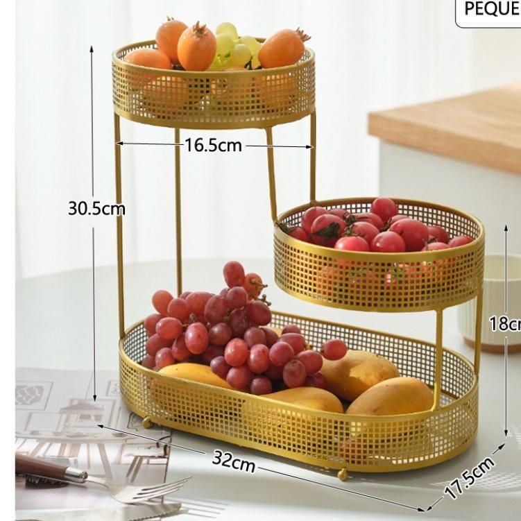 Organizador dorado frutero 3 niveles organizador cocina organizador decorativo estante multiuso-4
