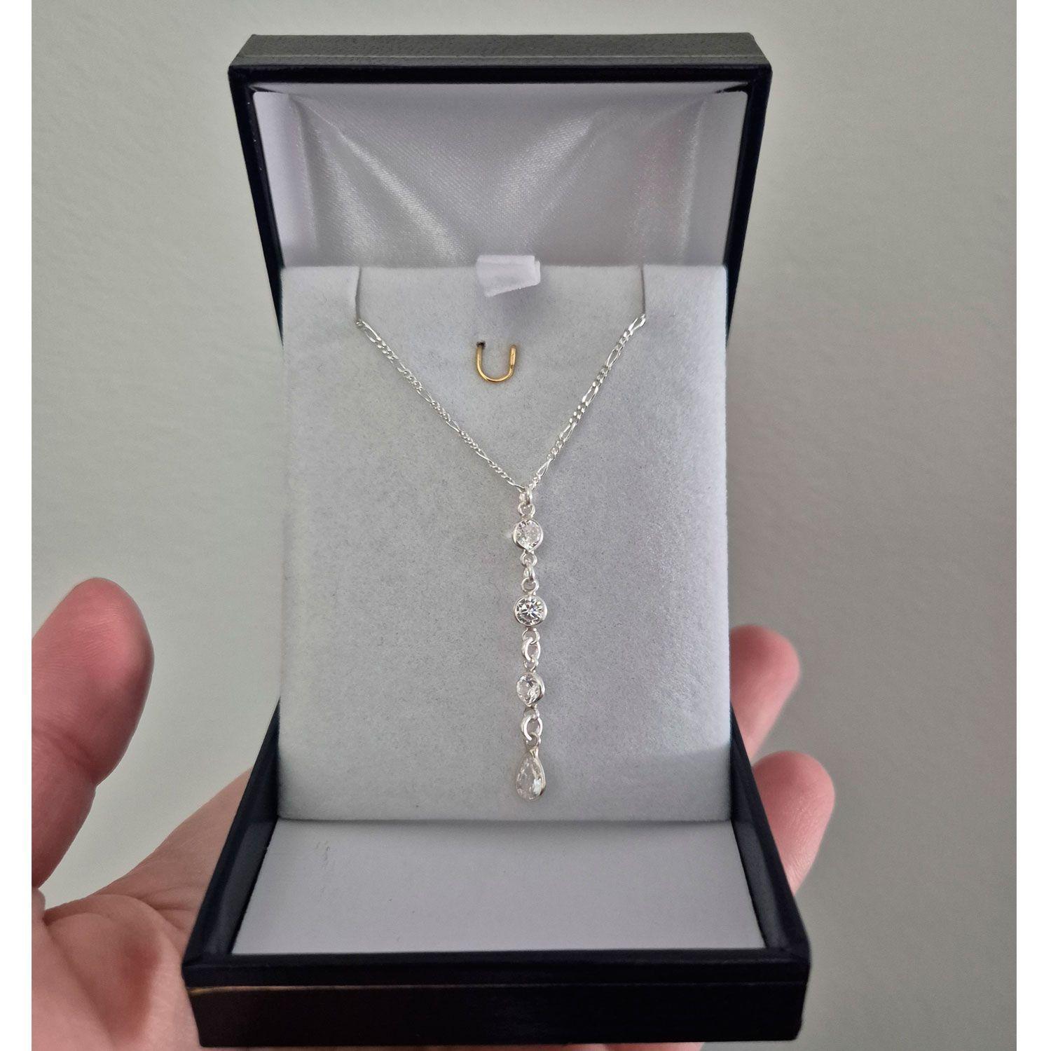 Collar Punto De Luz Plata 925 Con Cristales Circon-2