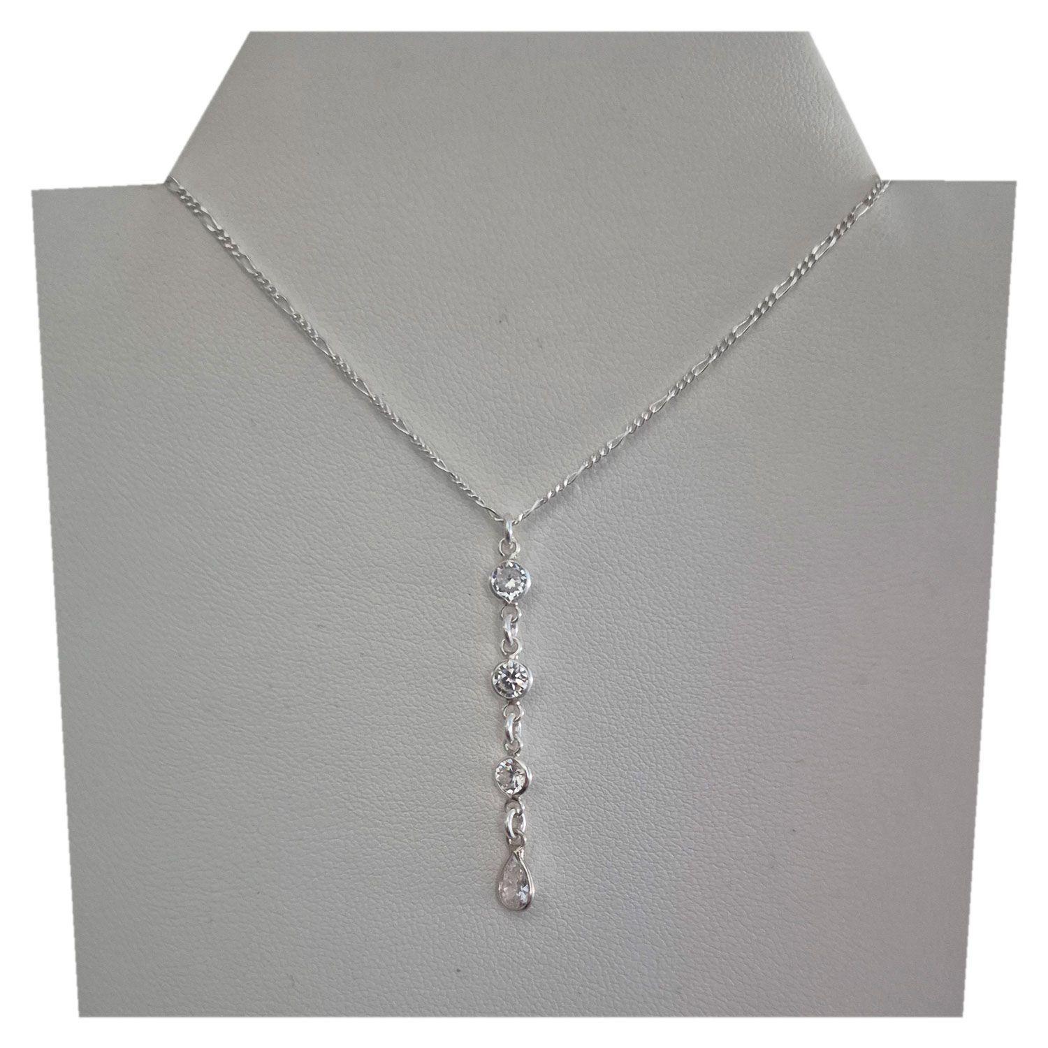 Collar Punto De Luz Plata 925 Con Cristales Circon-0