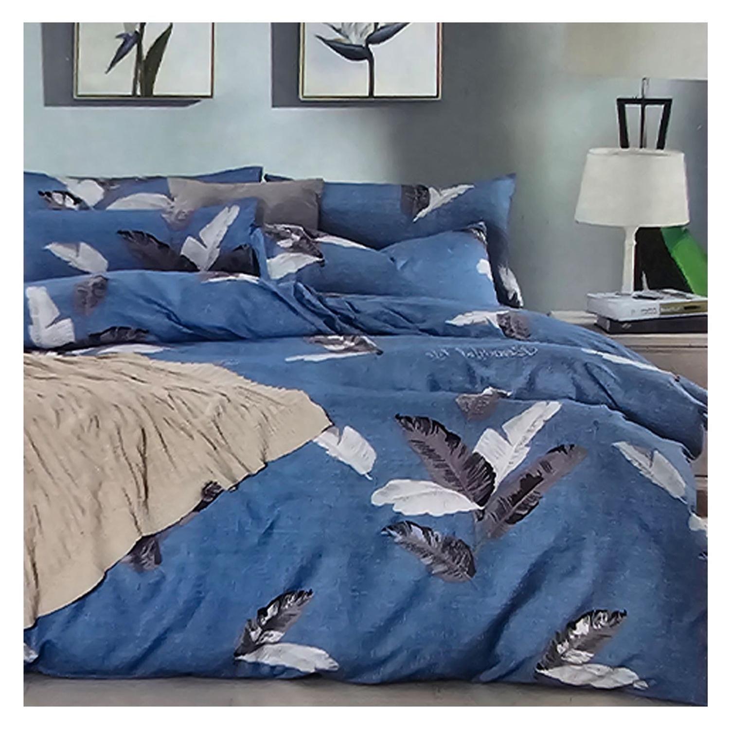 Sabana 800 Hilos 2.0 Plazas Estilo Americano Celeste Pluma-0