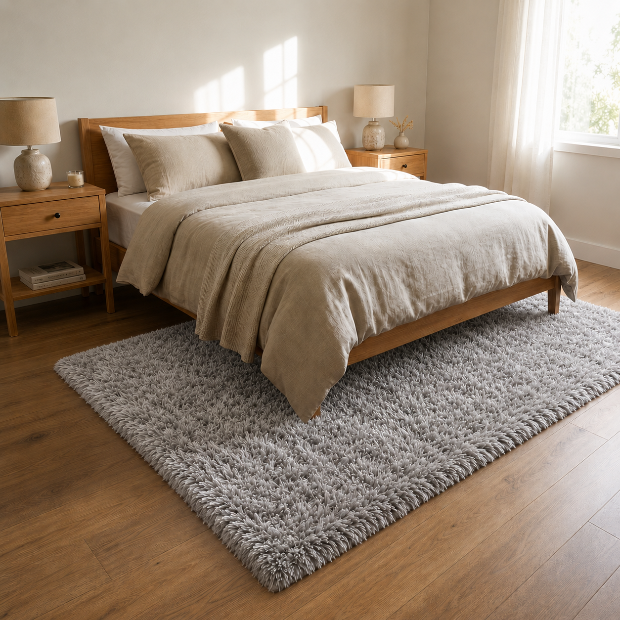 Alfombra Estilo Shaggy color Gris Claro 150x200 cm 026-3