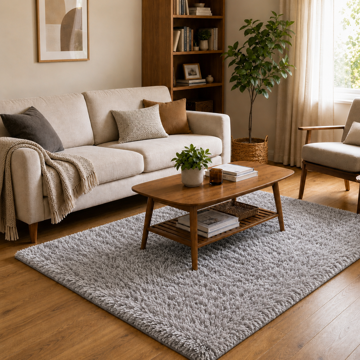 Alfombra Estilo Shaggy color Gris Claro 150x200 cm 026-4