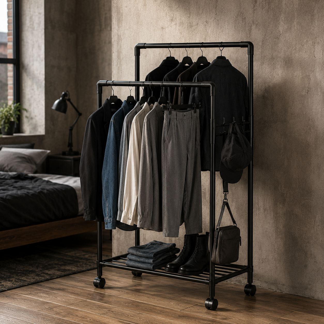 Perchero Colagdor Plegable Metálico para Ropa NEGRO  027-2