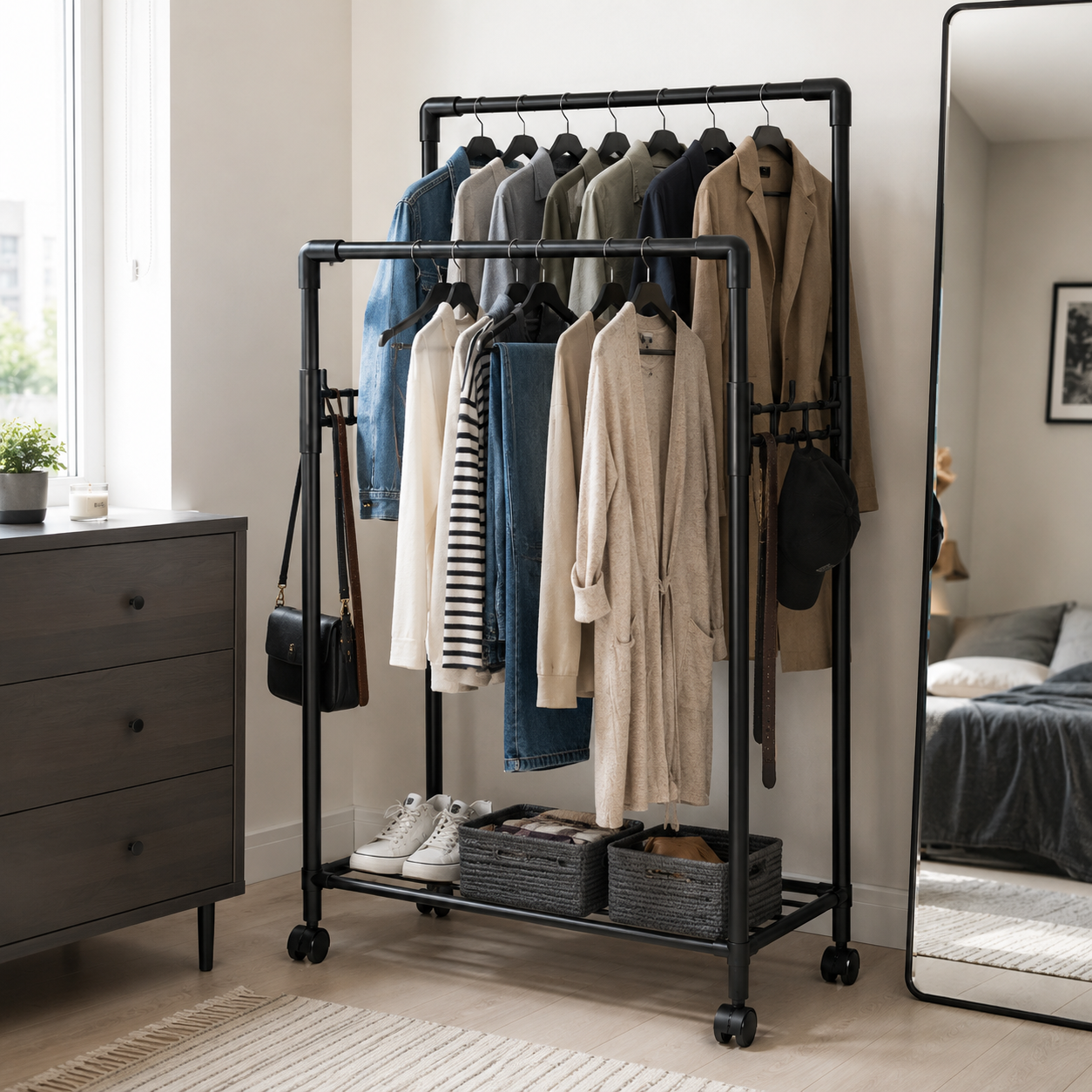 Perchero Colagdor Plegable Metálico para Ropa NEGRO  027-3