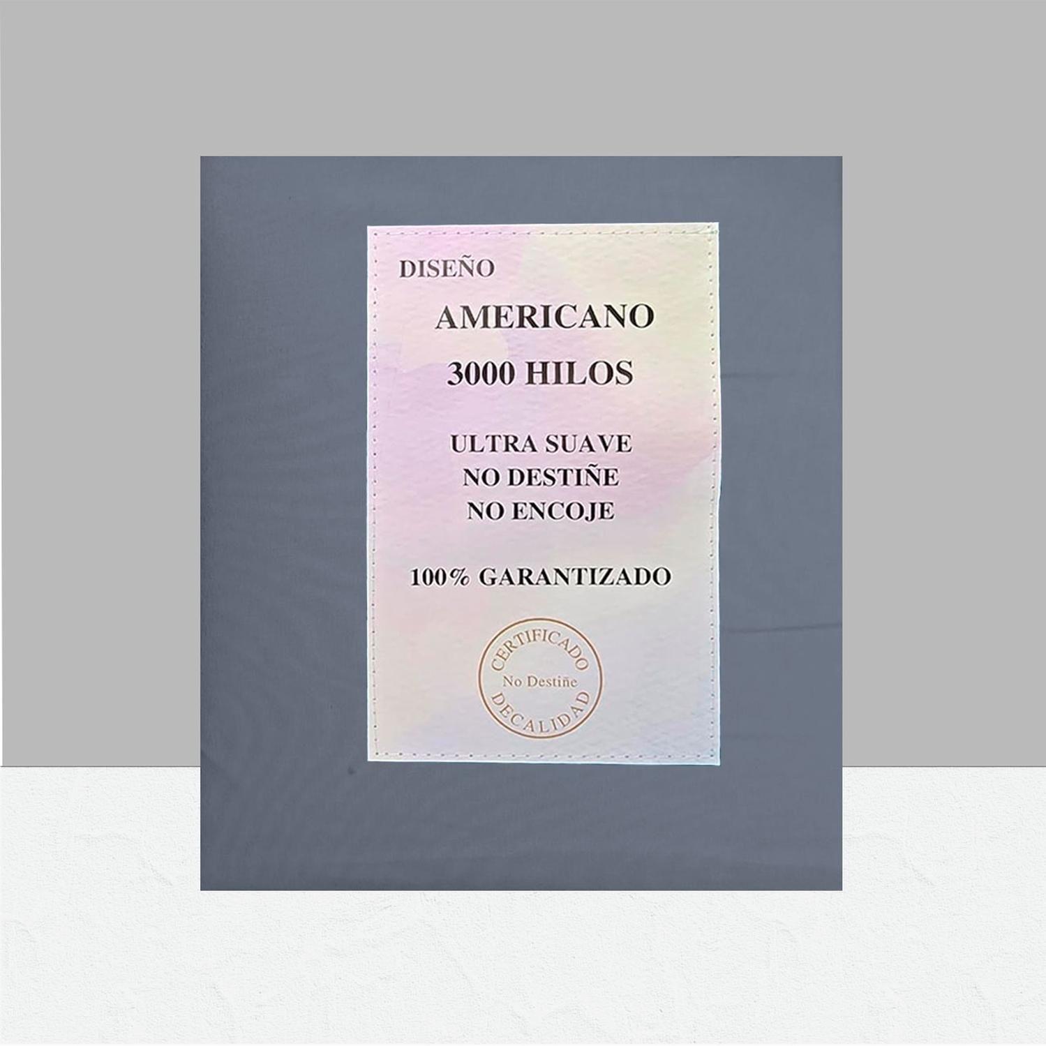 Sábanas 3000 Hilos 2.0 plazas Diseño Americano Gris-3