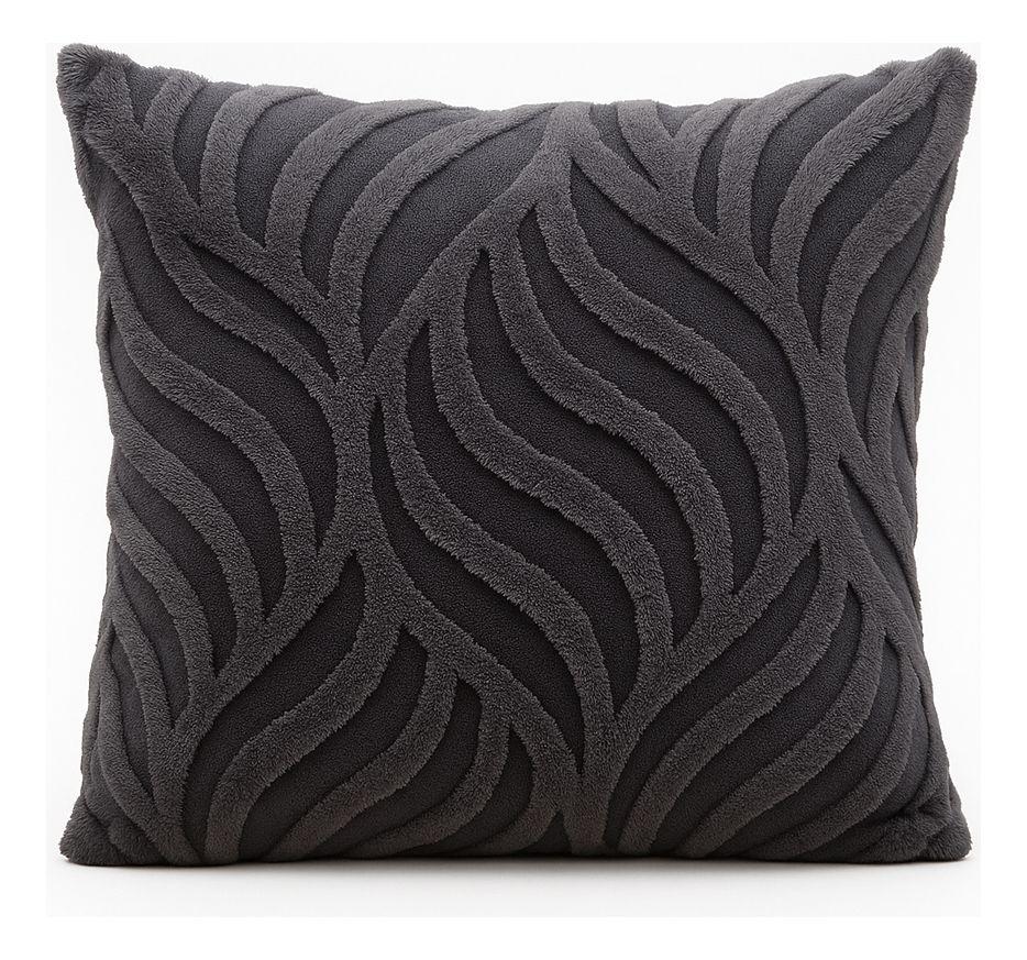 Funda Cojín 45x45cm Textura Aterciopelada Relieve Gris 444-0