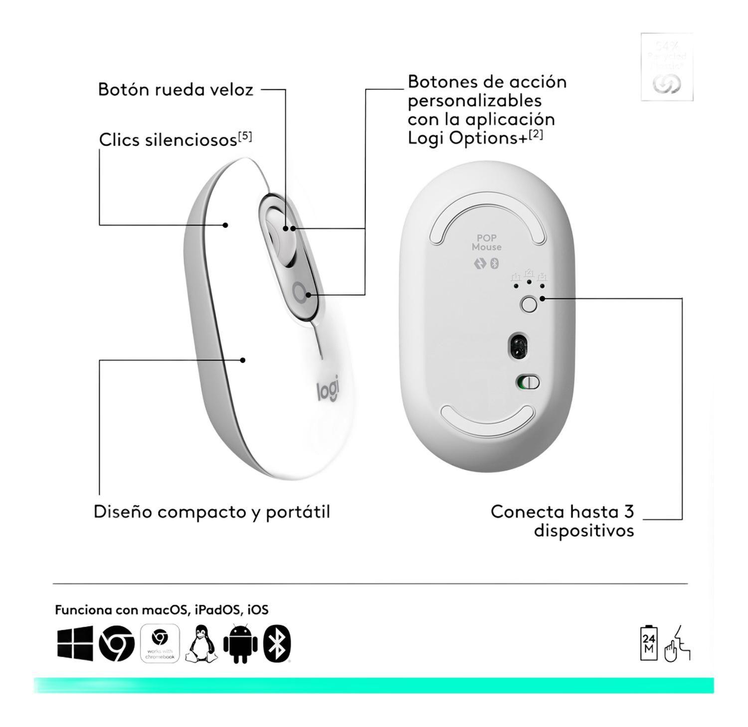 Kit Teclado Y Mouse Logitech Pop Icon, Español, Blanco 2024-2