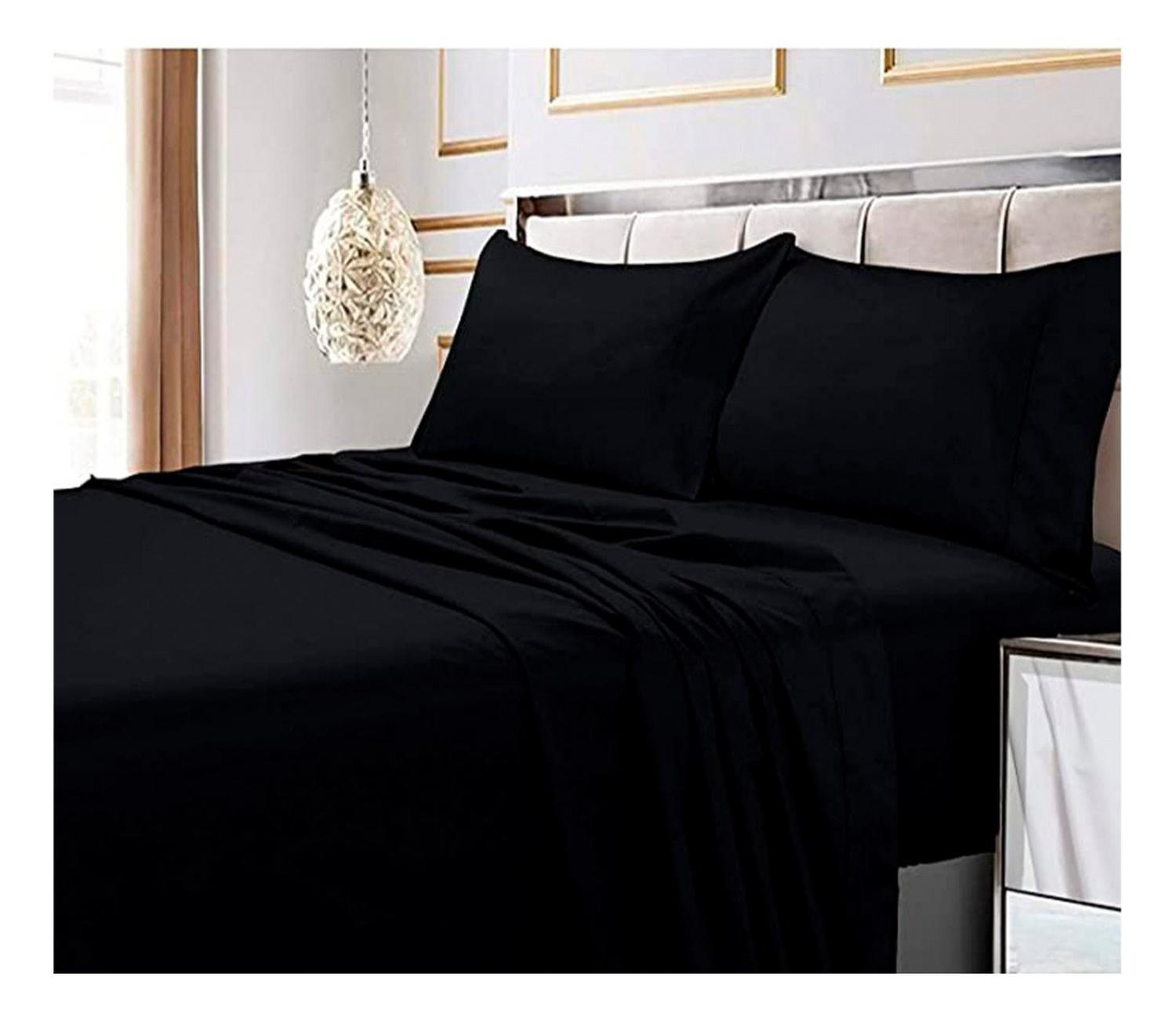 Juego De Sabana Premium 188 Hilos Super King Negra-2