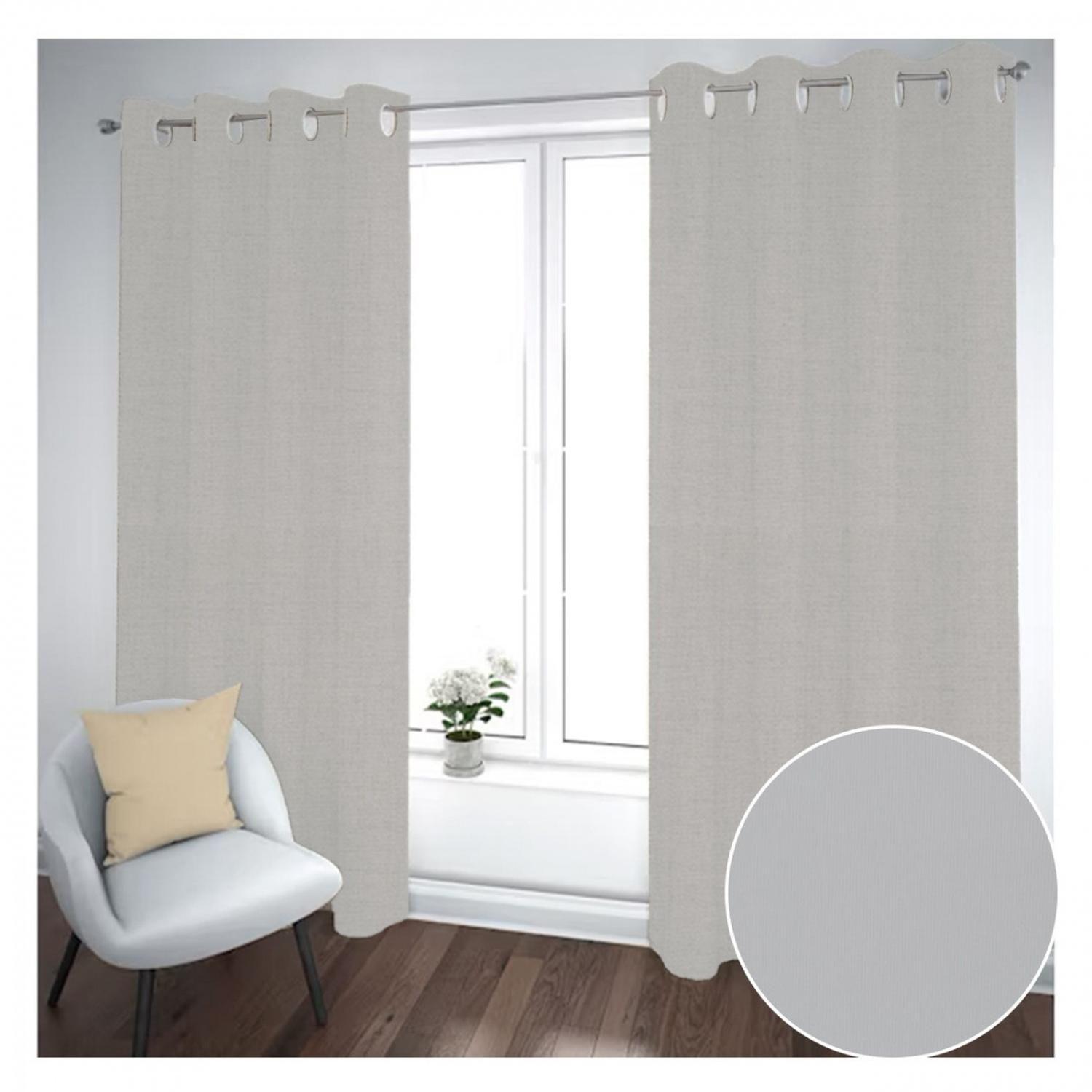 Cortina Black Out 2 Paños Decorativa Color Gris N°58 (140X230)-0