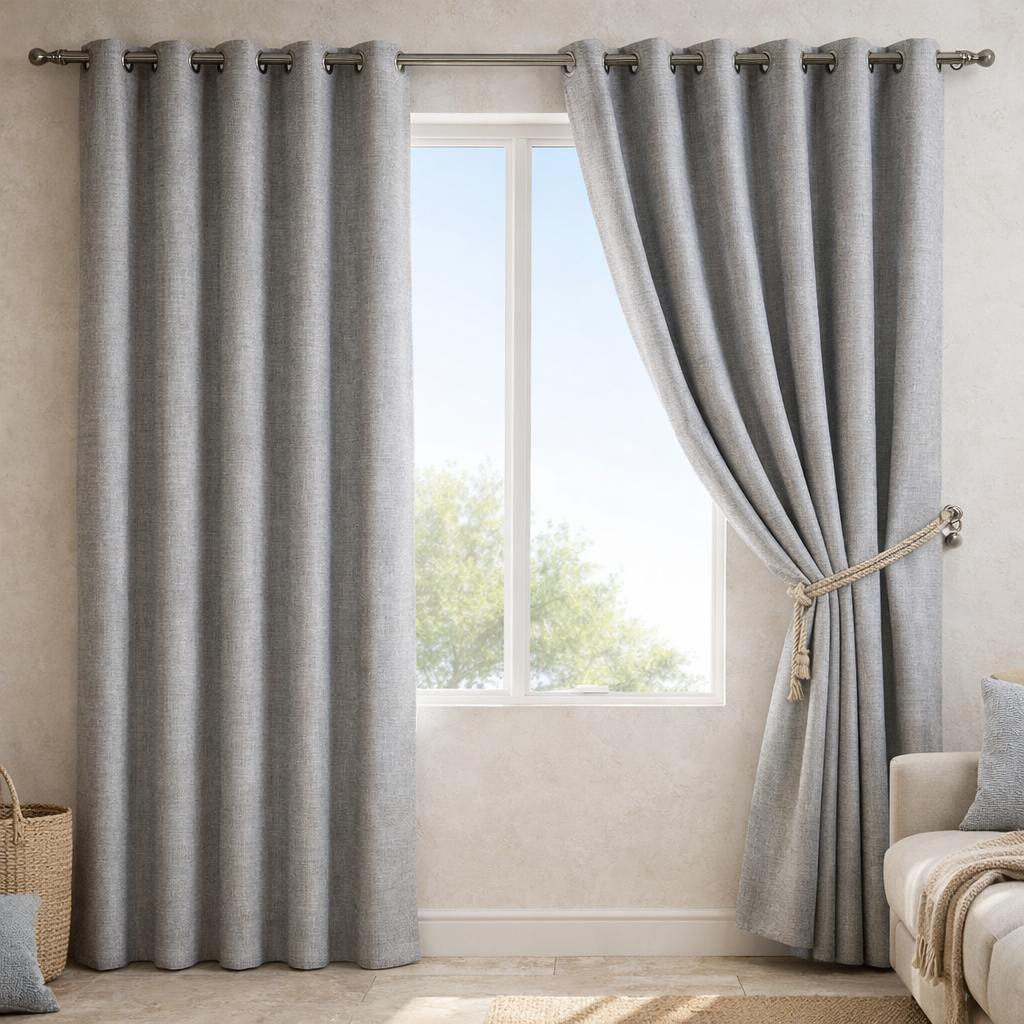 Cortina Blackout Gris con Forro Negro 2 Paños Decorativa N°121-0