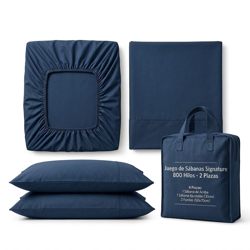 SABANAS 800 HILOS SIGNATURE AZUL OSCURO 2 PLAZAS 794-2