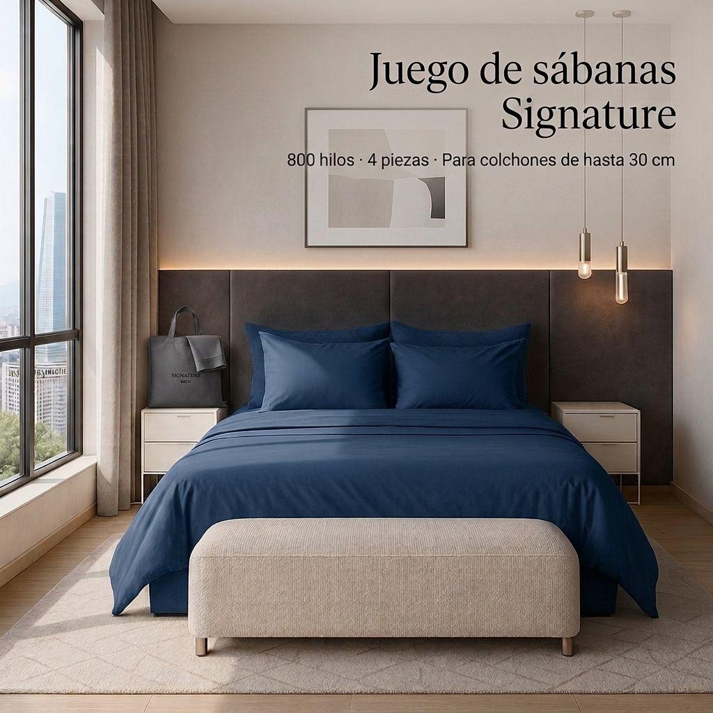SABANAS 800 HILOS SIGNATURE AZUL OSCURO 2 PLAZAS 794-3